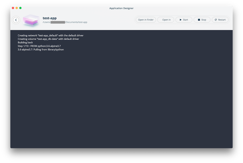 When you run your application, the terminal displays output from the application.