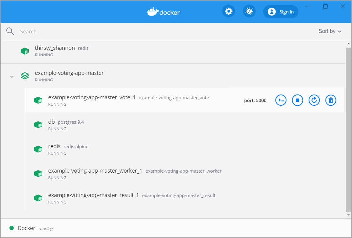 App Dashboard view