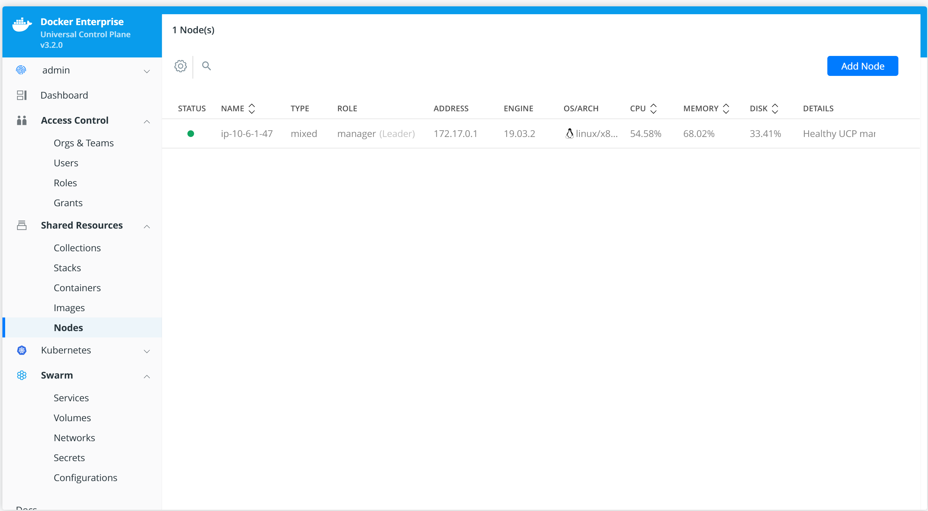 UCP dashboard